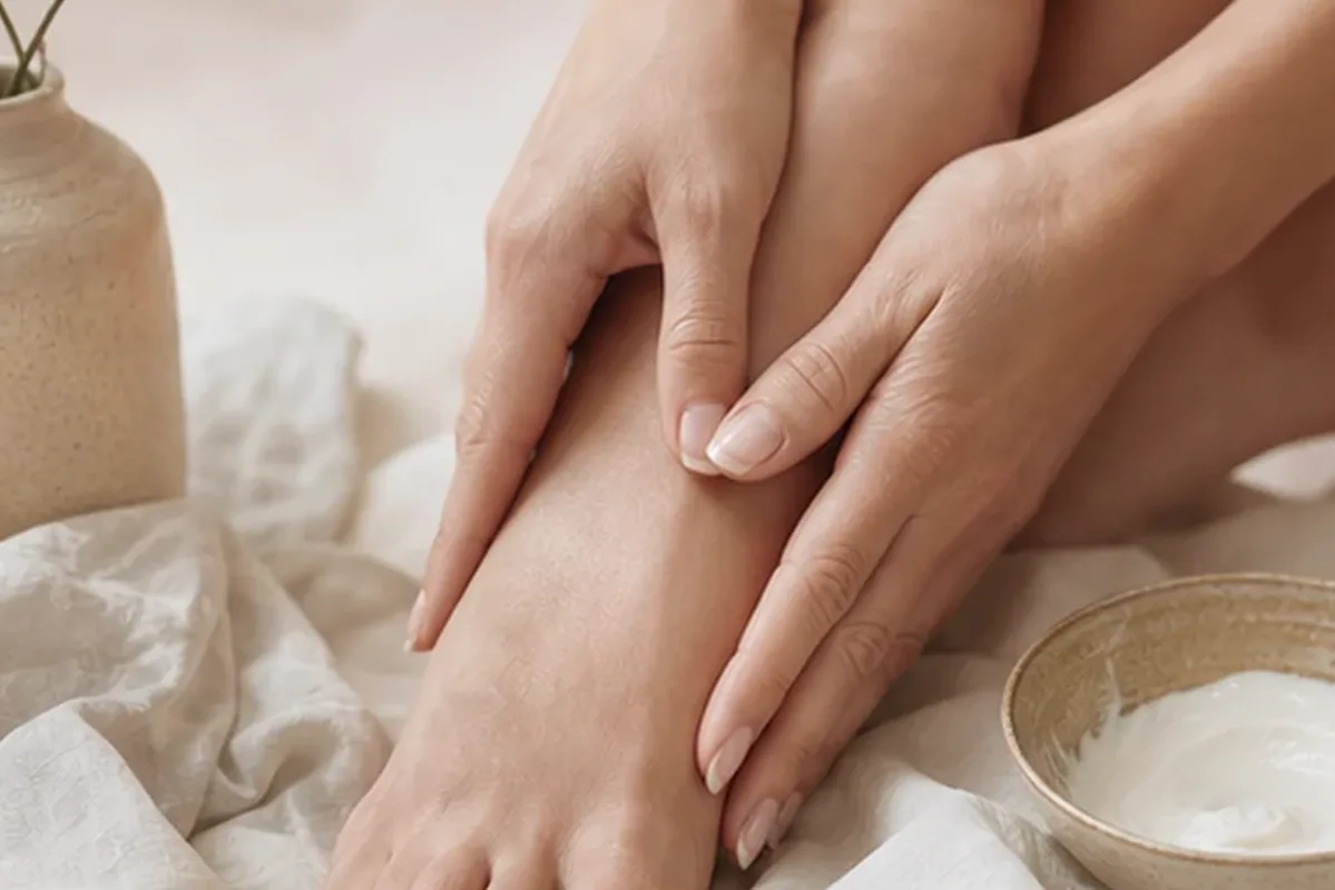 Redaktionelle Detailaufnahme zur Orientierung bei After-Shave-Pflege bei eingewachsenen Haaren