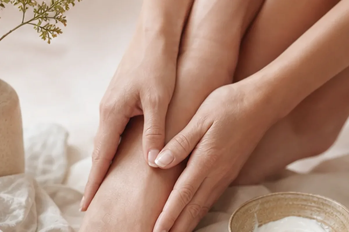 Hochwertige Beauty-Inszenierung zu Auswahlkriterien für Fußcreme für empfindliche Haut