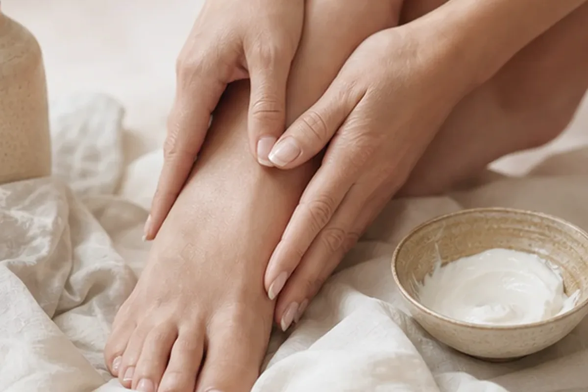 Hochwertige Beauty-Inszenierung zu Auswahlkriterien für Duschgel für müde Füße