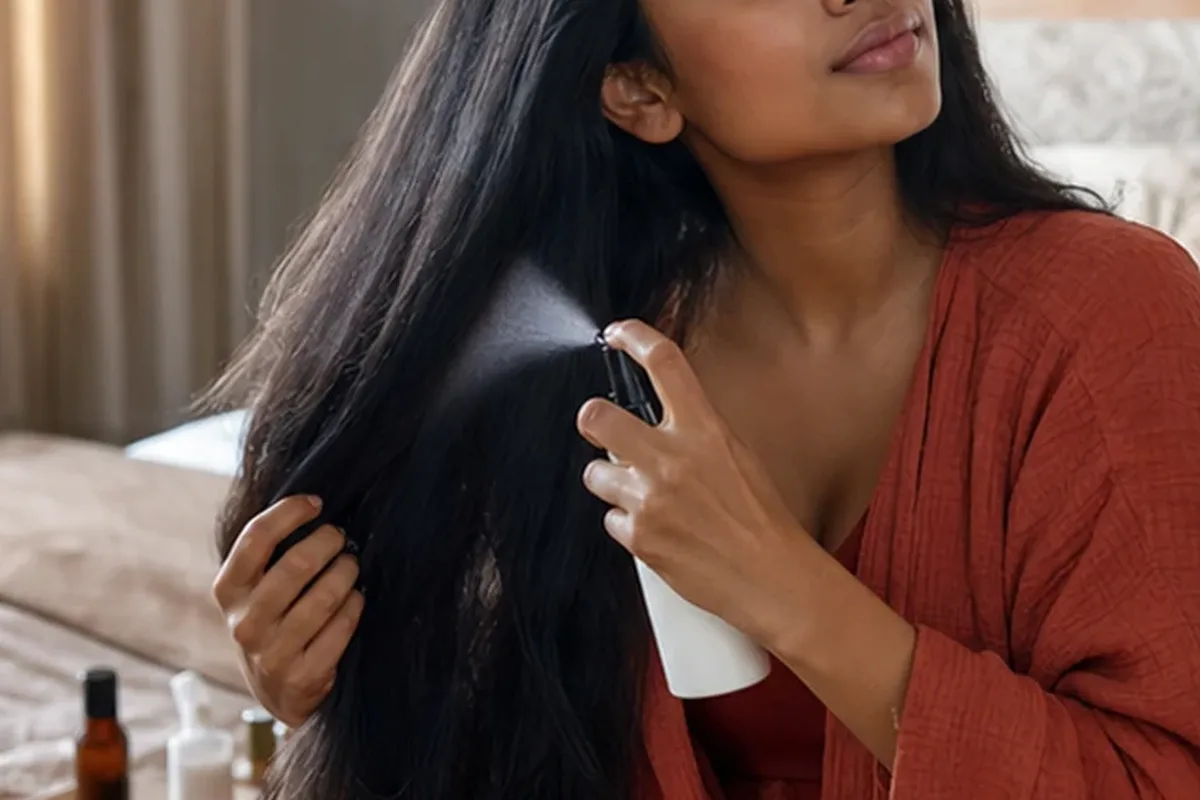 Emotionaler und authentischer Anwendungsmoment rund um Conditioner für empfindliche Kopfhaut