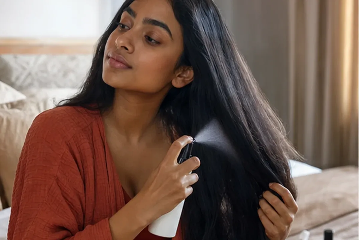 Hochwertige Beauty-Inszenierung zu Auswahlkriterien für Kopfhautserum bei Frizz