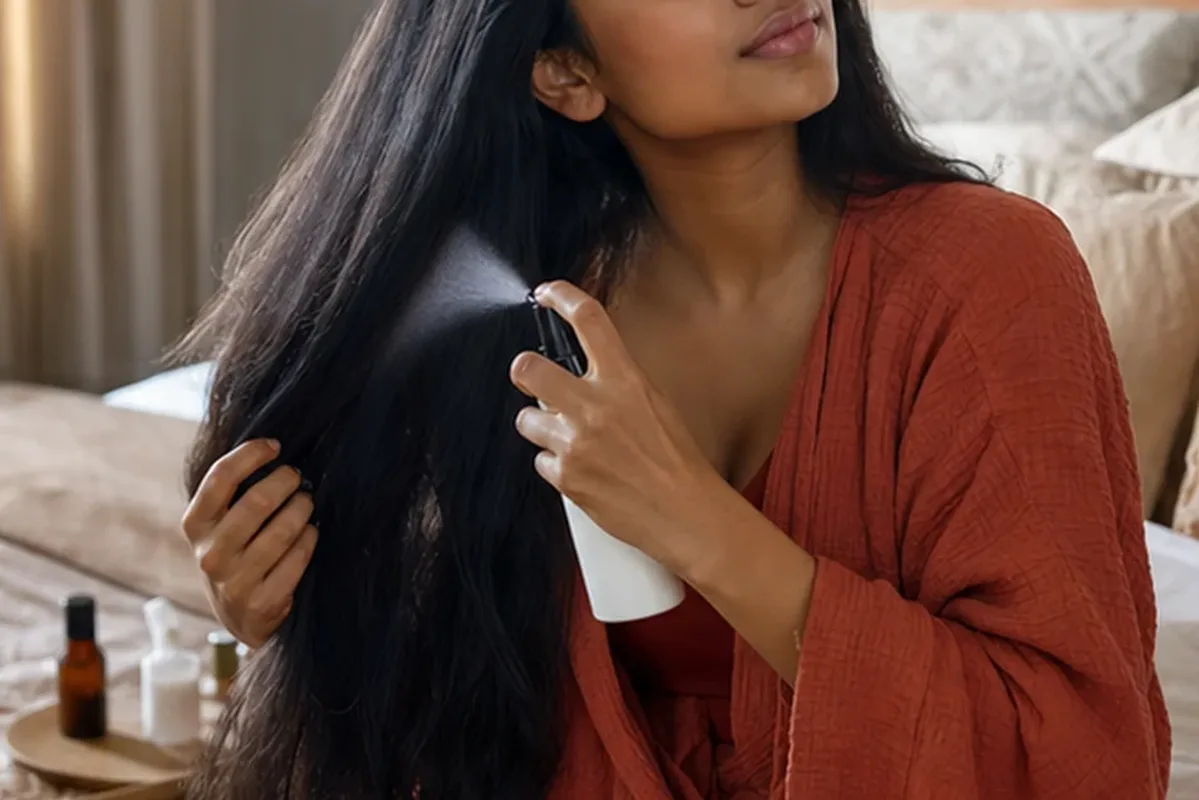 Authentische Beauty-Routine passend zum Thema Lockencreme für trockenes Haar