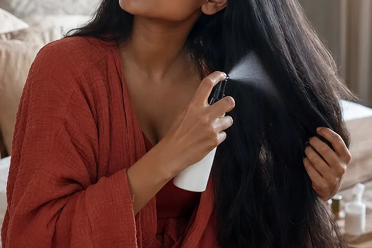 Authentischer Wohlfühlmoment passend zum Beauty-Thema Tiefenreinigungsshampoo für trockenes Haar