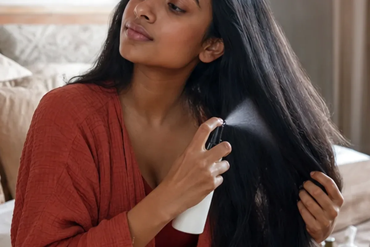 Authentischer Wohlfühlmoment passend zum Beauty-Thema Haarbürste bei Frizz