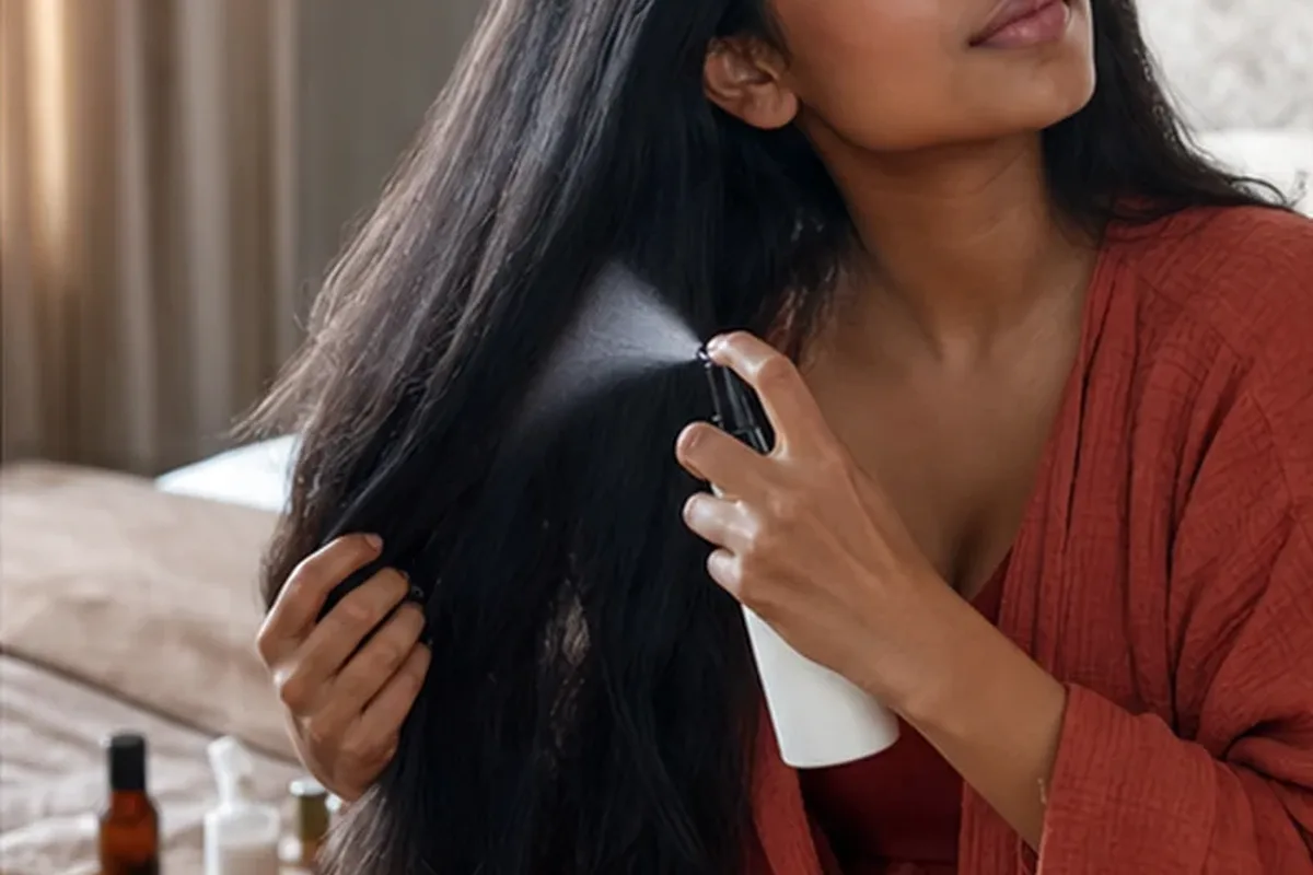 Authentische Beauty-Routine passend zum Thema Haarmaske bei Haarbruch