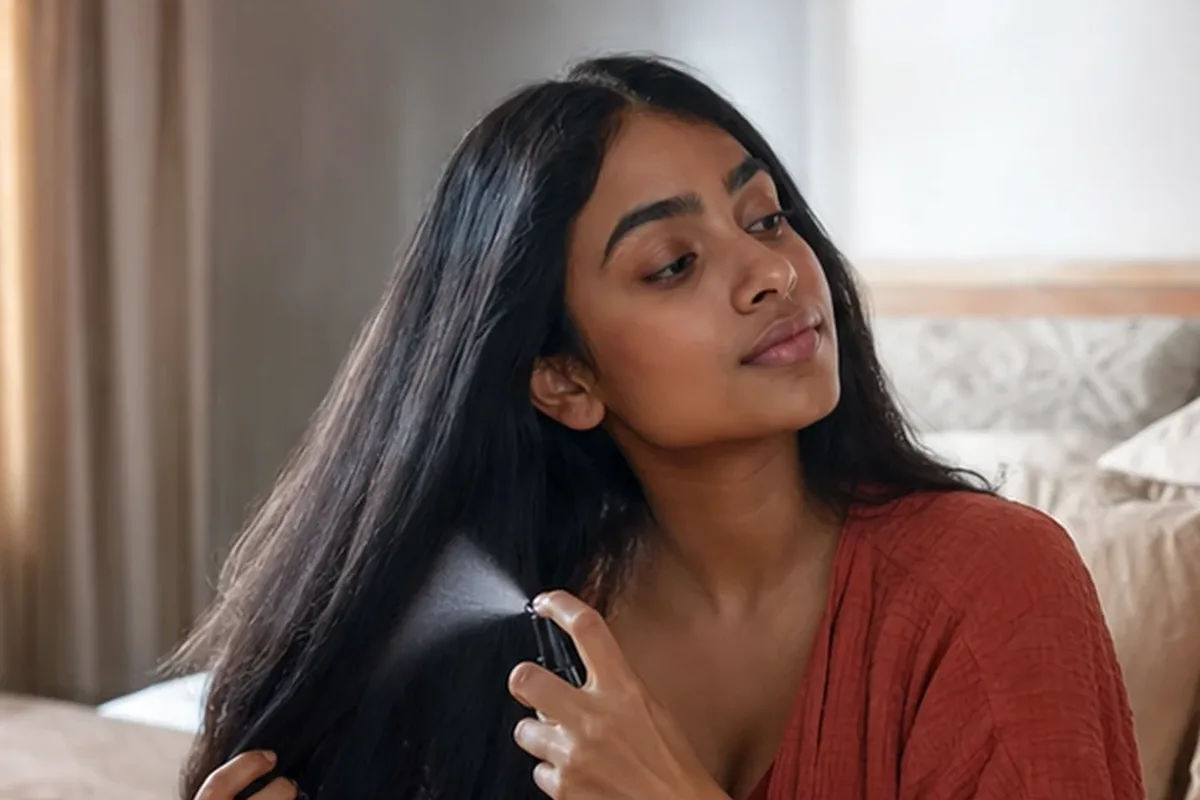 Authentischer Wohlfühlmoment passend zum Beauty-Thema Haarbürste bei Haarbruch