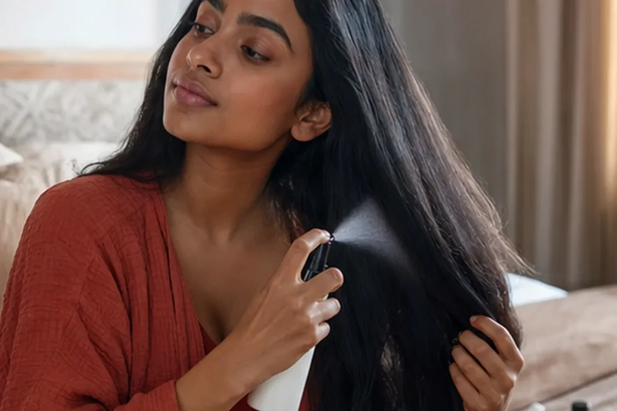 Authentischer Wohlfühlmoment passend zum Beauty-Thema Conditioner für feines Haar