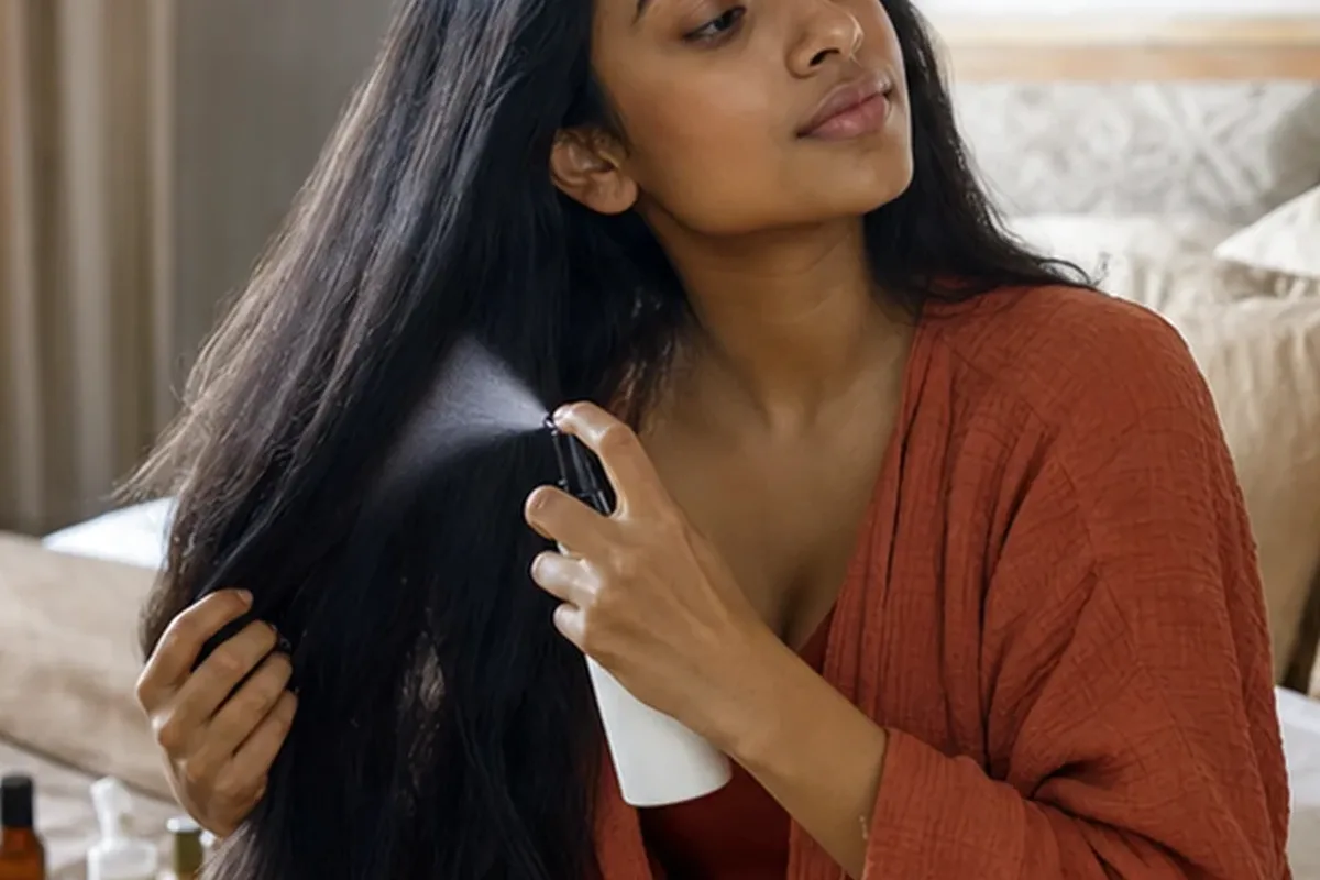Authentische Beauty-Routine passend zum Thema Leave-in-Pflege für trockenes Haar