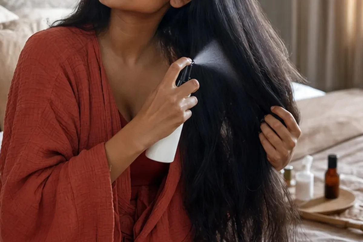 Emotionaler und authentischer Anwendungsmoment rund um Haaröl bei Frizz