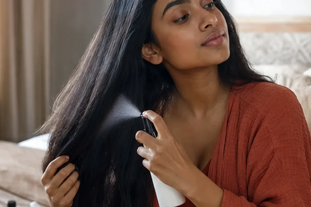 Authentischer Wohlfühlmoment passend zum Beauty-Thema Silbershampoo für feines Haar