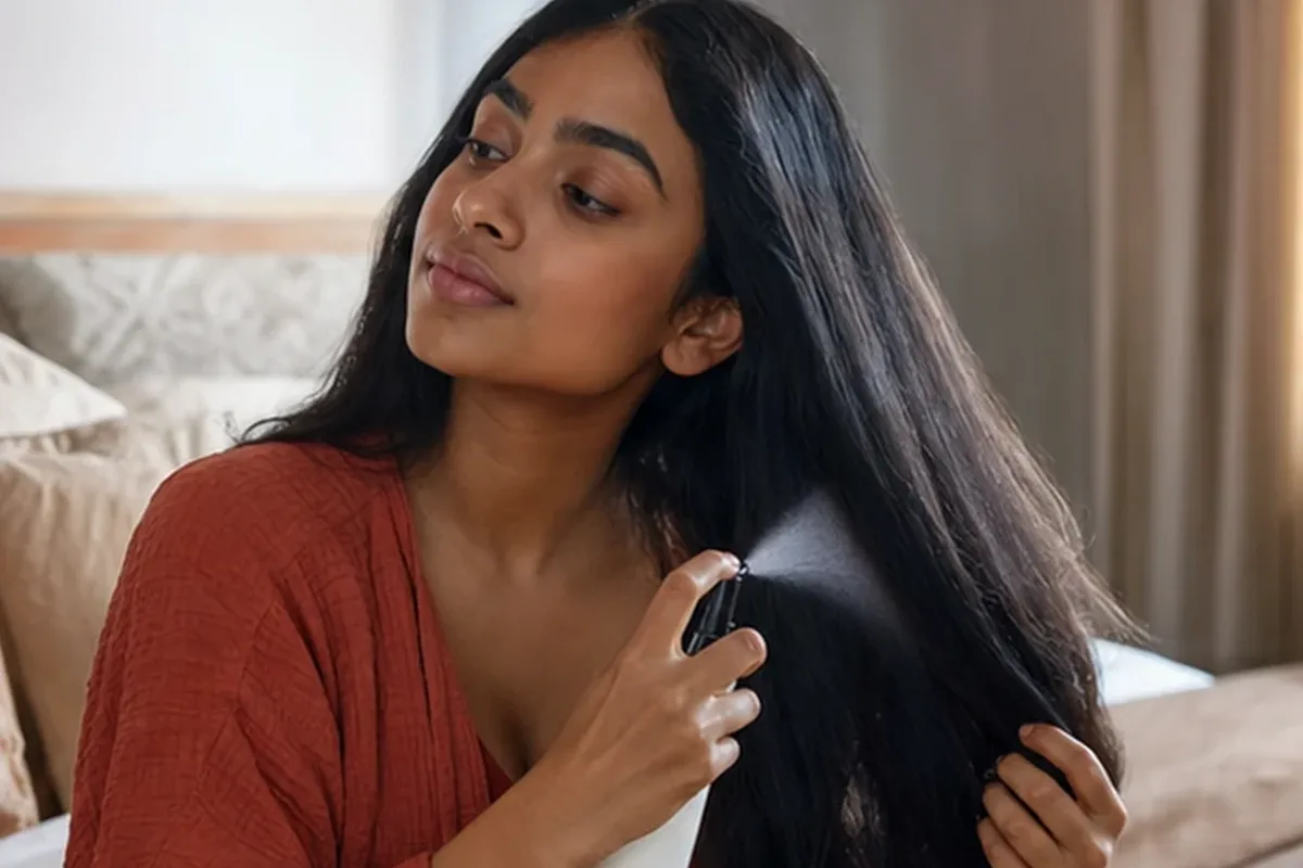 Emotionaler und authentischer Anwendungsmoment rund um Hitzeschutz bei Frizz