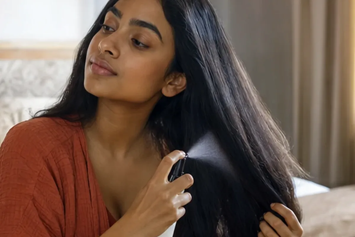 Redaktioneller Beauty-Moment zur Ausgangslage bei Lockencreme bei Frizz