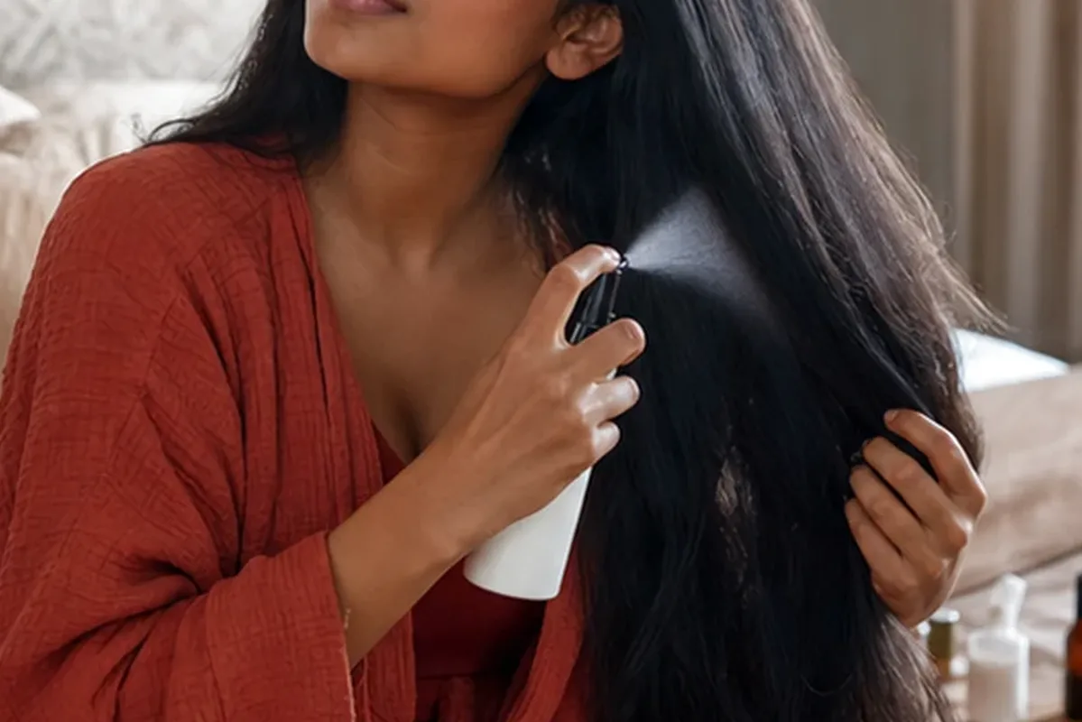 Authentischer Wohlfühlmoment passend zum Beauty-Thema Tiefenreinigungsshampoo für feines Haar