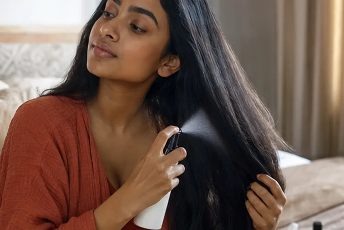 Redaktionelle Detailaufnahme zur Orientierung bei Lockencreme bei Haarbruch