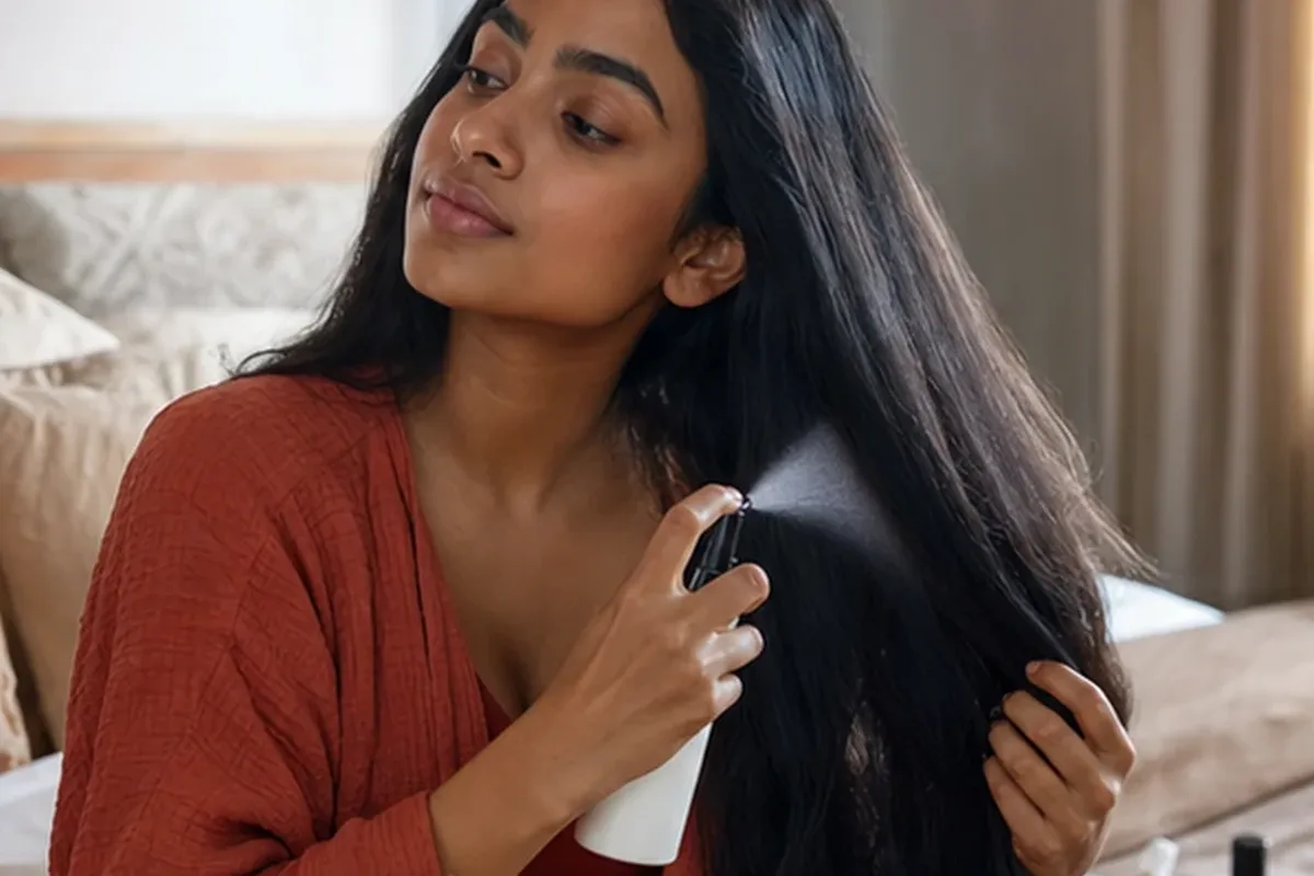 Authentische Beauty-Routine passend zum Thema Trockenshampoo für strapaziertes Haar