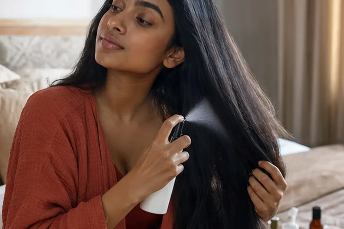Authentische Beauty-Routine passend zum Thema Kopfhautserum für trockenes Haar