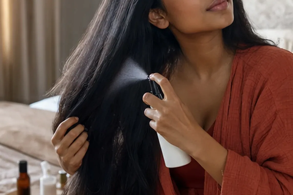 Authentische Beauty-Routine passend zum Thema Haarmaske für empfindliche Kopfhaut