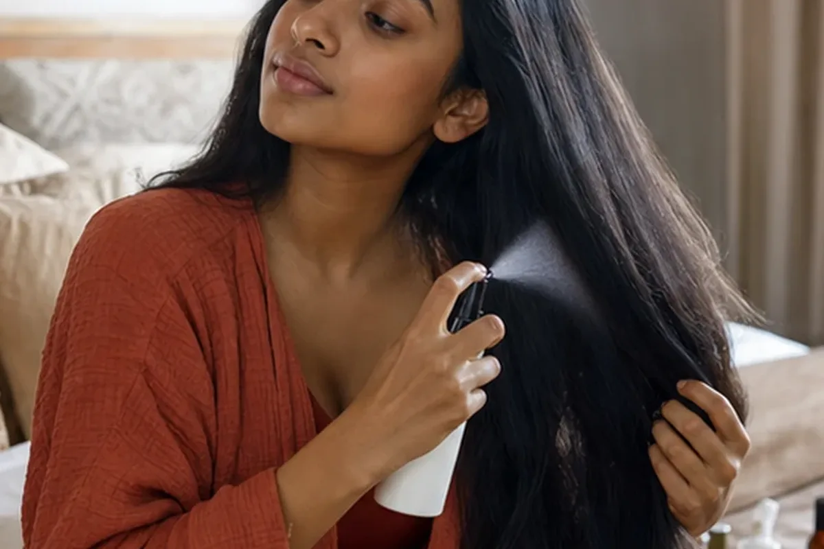 Hochwertige Beauty-Inszenierung zu Auswahlkriterien für Trockenshampoo bei fettigem Ansatz