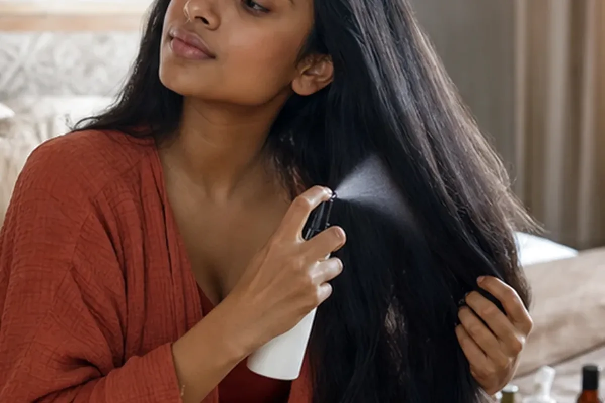 Authentischer Wohlfühlmoment passend zum Beauty-Thema Mildes Shampoo bei Haarbruch