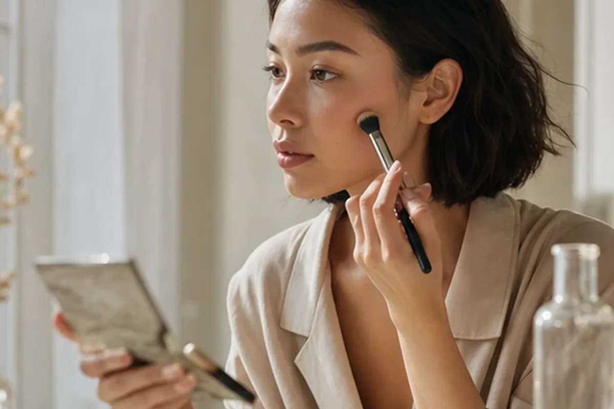 Authentischer Wohlfühlmoment passend zum Beauty-Thema Foundation für trockene Haut