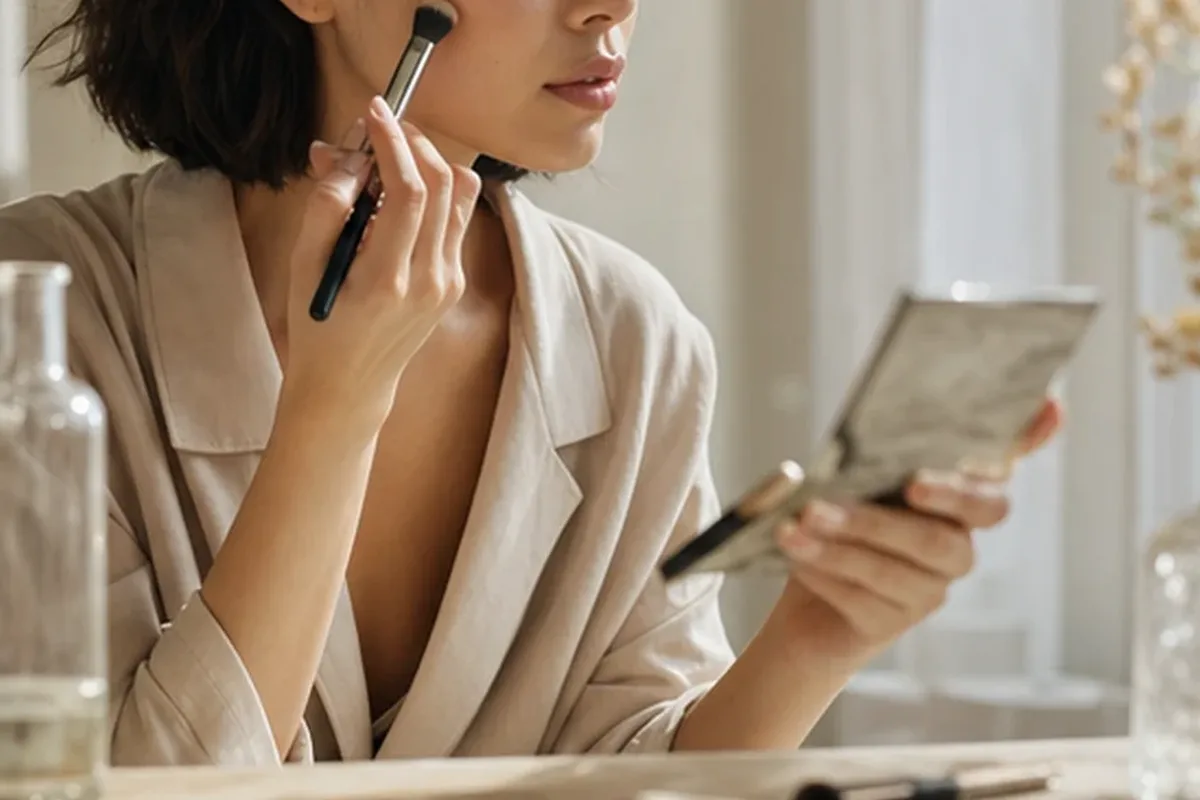 Authentische Beauty-Routine passend zum Thema Puder für ölige Haut