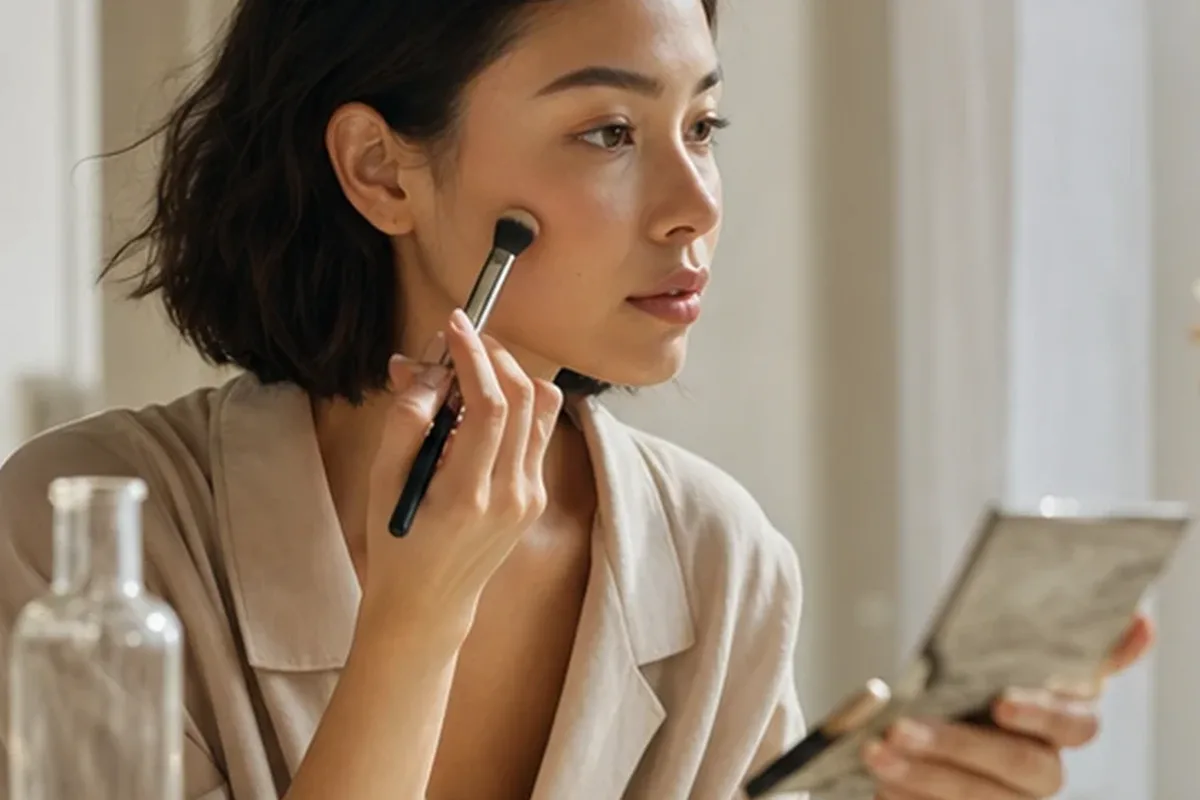 Authentischer Wohlfühlmoment passend zum Beauty-Thema Highlighter für trockene Haut