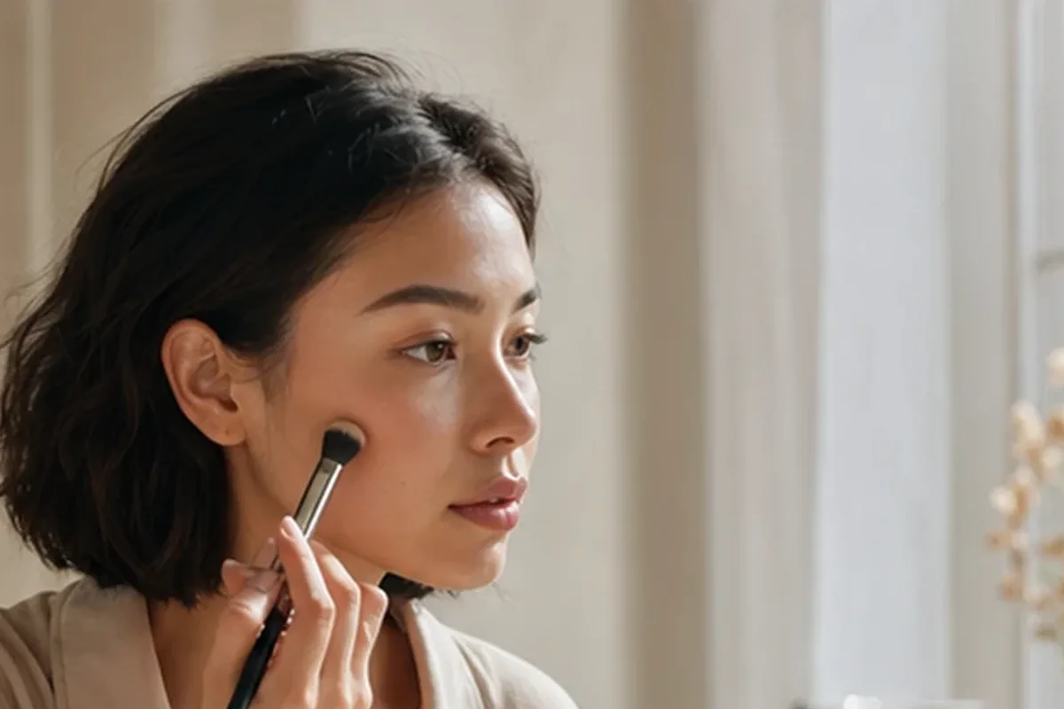 Emotionaler und authentischer Anwendungsmoment rund um Bronzer bei großen Poren
