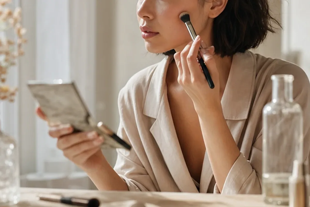 Authentische Beauty-Routine passend zum Thema Bronzer bei großen Poren