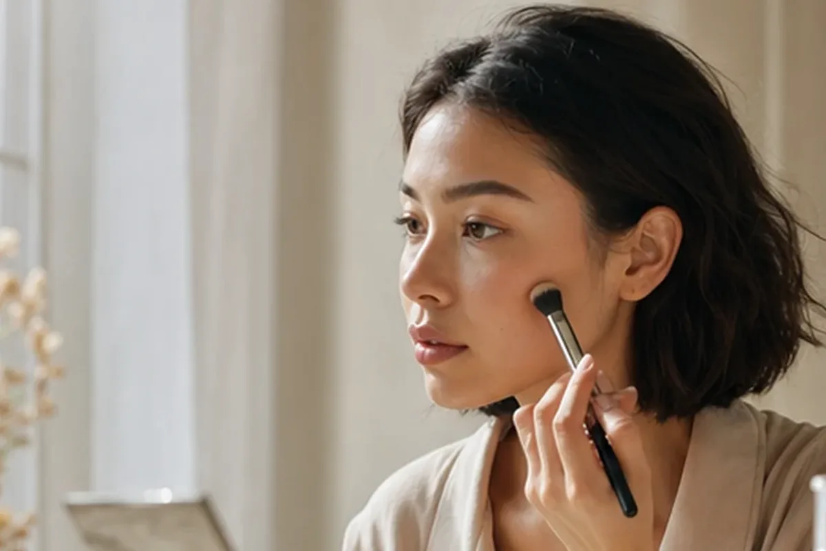 Authentischer Wohlfühlmoment passend zum Beauty-Thema Puder für reife Haut