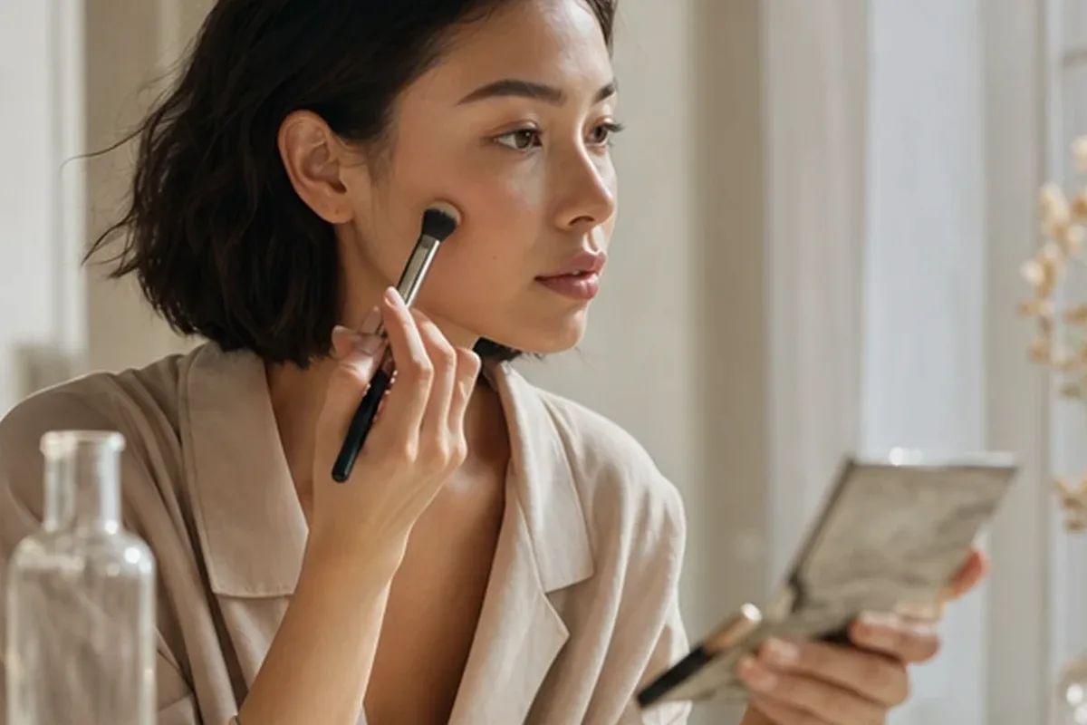 Authentischer Wohlfühlmoment passend zum Beauty-Thema Puder für empfindliche Haut