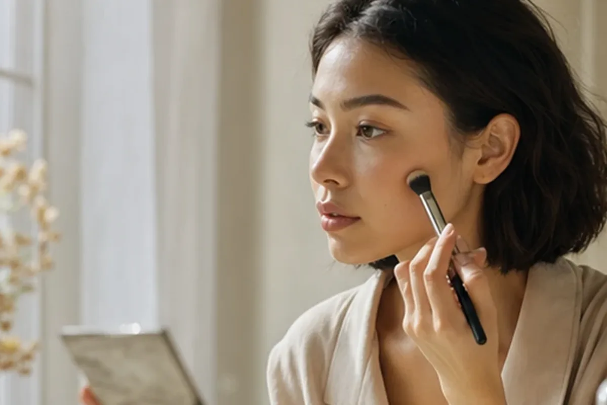 Authentische Beauty-Routine passend zum Thema Puder für trockene Haut