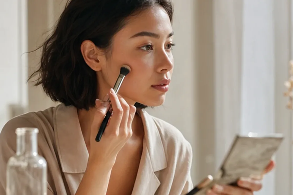 Authentischer Wohlfühlmoment passend zum Beauty-Thema Rouge für reife Haut