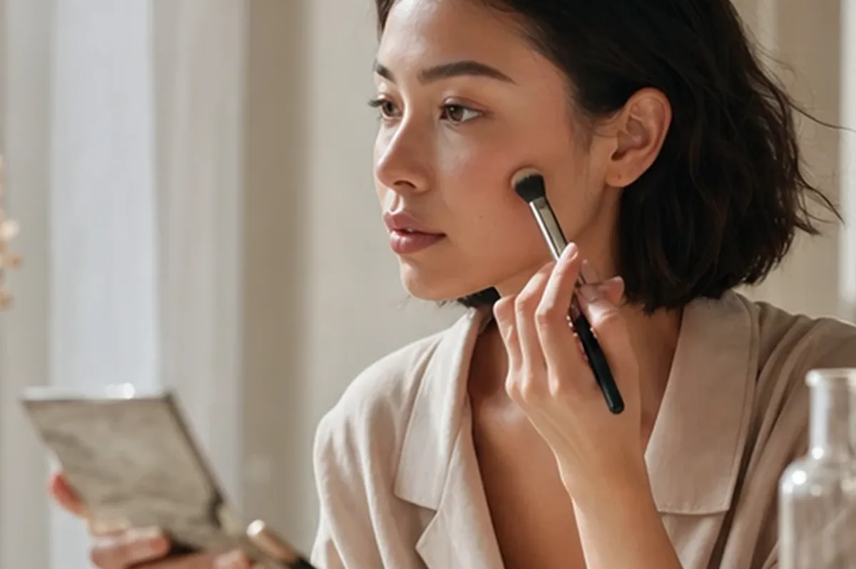 Authentische Beauty-Routine passend zum Thema Bronzer für trockene Haut