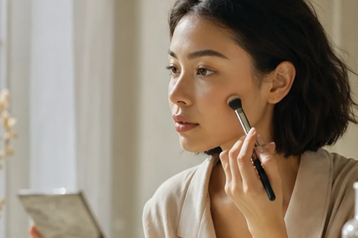 Authentischer Wohlfühlmoment passend zum Beauty-Thema Puder bei großen Poren