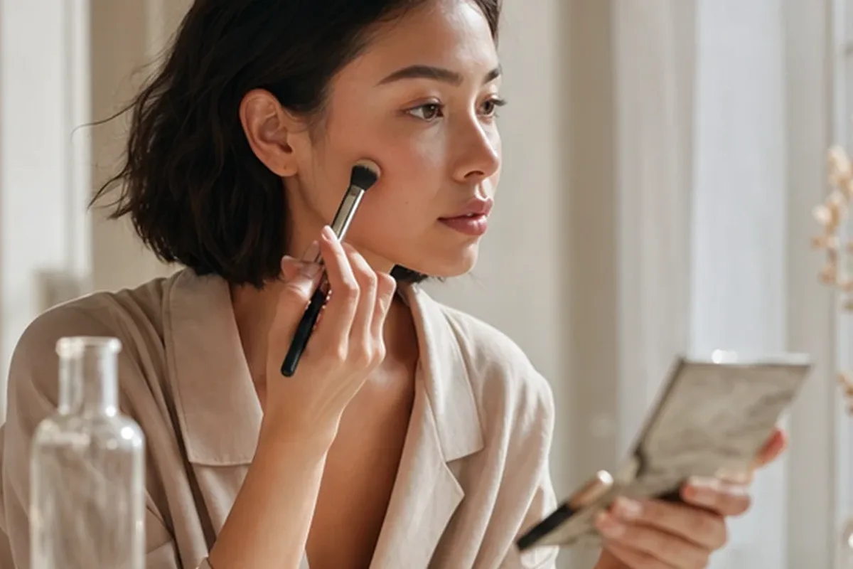 Hochwertige Beauty-Inszenierung zu Auswahlkriterien für Highlighter für einen natürlichen Look