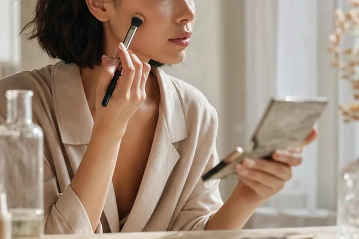 Authentische Beauty-Routine passend zum Thema Puder für reife Haut