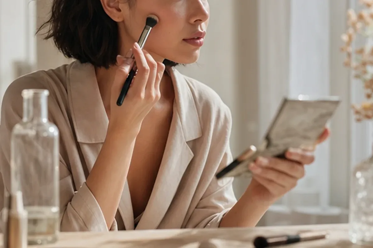 Redaktionelle Detailaufnahme zur Orientierung bei Setting Spray für reife Haut