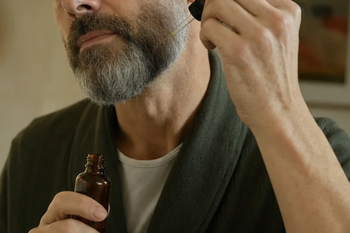 Authentischer Wohlfühlmoment passend zum Beauty-Thema Männer-Gesichtsreiniger für trockene Haut