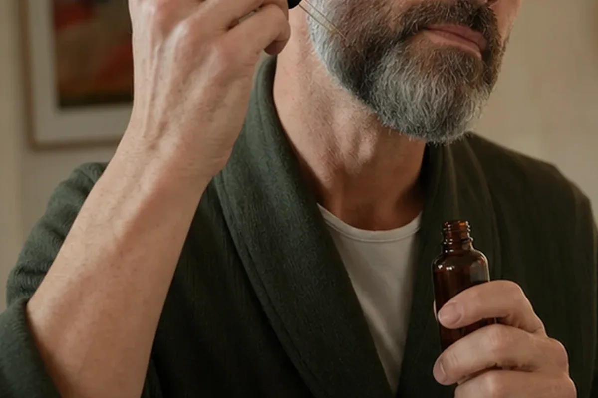 Authentischer Wohlfühlmoment passend zum Beauty-Thema Männer-Gesichtscreme für trockene Haut