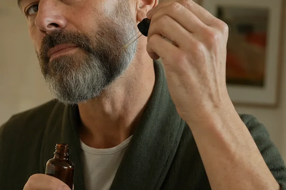 Authentischer Wohlfühlmoment passend zum Beauty-Thema Männer-Gesichtsreiniger für fettige Haut