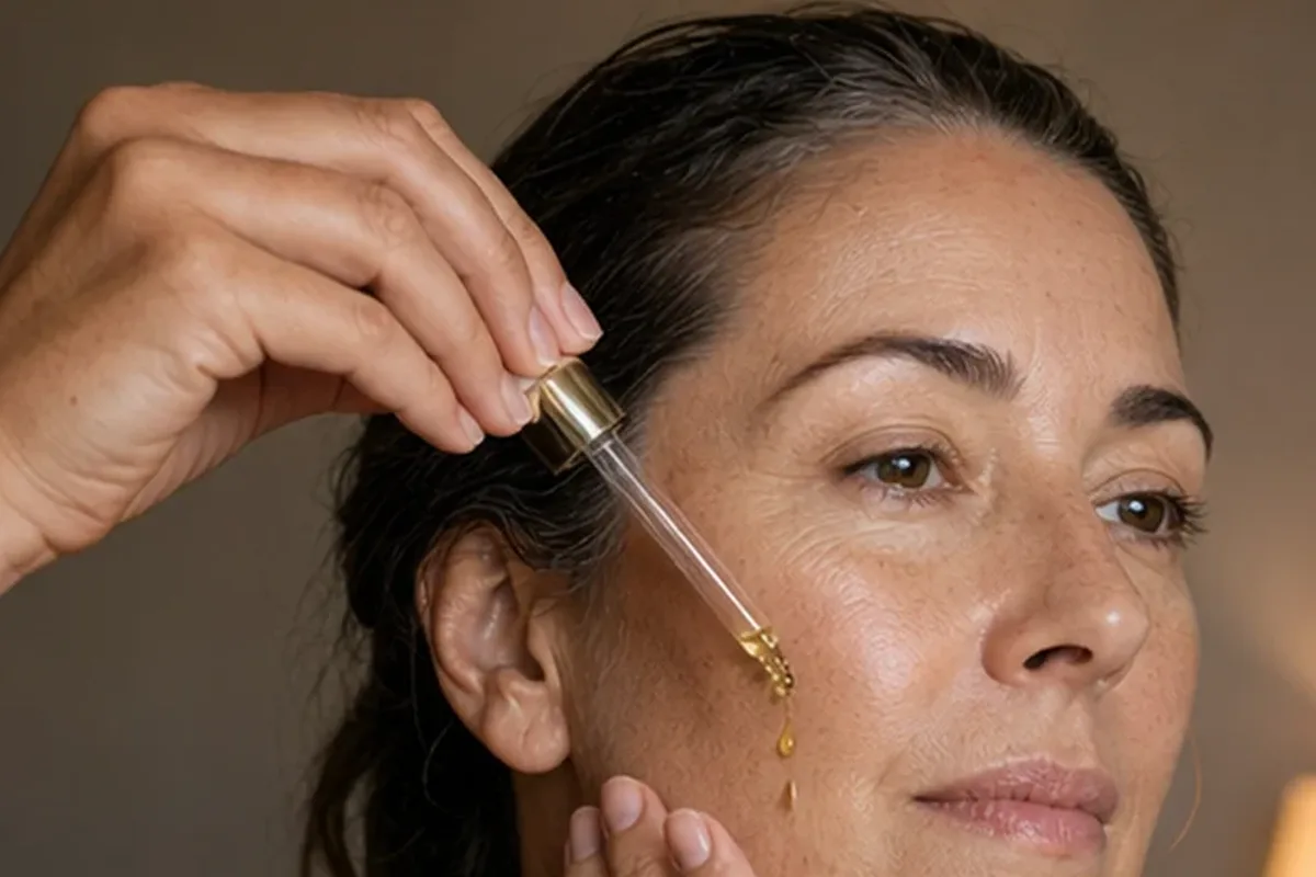 Hochwertige Beauty-Inszenierung zu Auswahlkriterien für Vitamin-C-Serum für trockene Haut