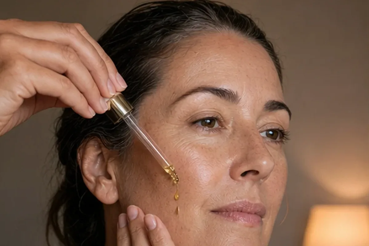 Authentischer Wohlfühlmoment passend zum Beauty-Thema Gesichtscreme bei Pigmentflecken
