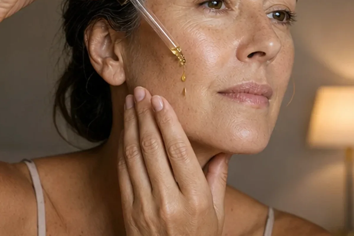 Authentischer Wohlfühlmoment passend zum Beauty-Thema Niacinamid-Serum für Mischhaut