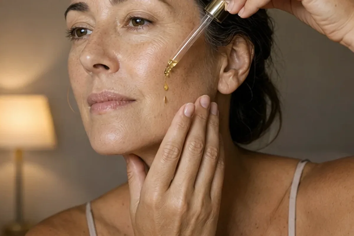 Hochwertige Beauty-Inszenierung zu Auswahlkriterien für Hautbarriere-Pflege bei ersten Fältchen