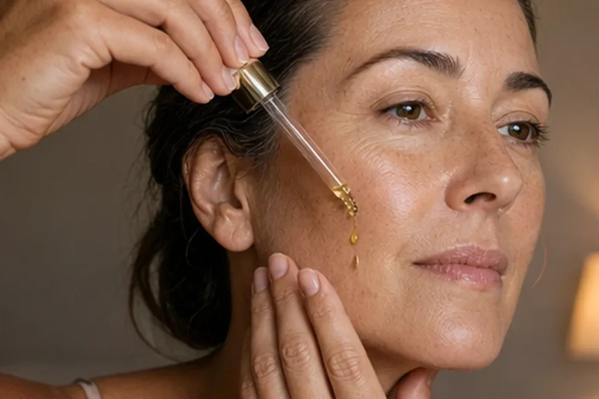 Authentischer Wohlfühlmoment passend zum Beauty-Thema Gesichtscreme für trockene Haut