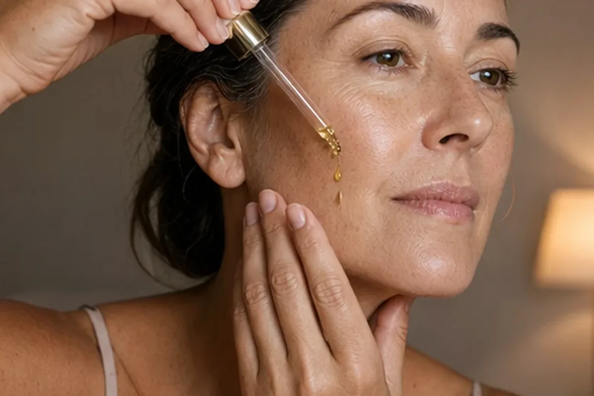 Hochwertige Beauty-Inszenierung zu Auswahlkriterien für Vitamin-C-Serum bei Pigmentflecken