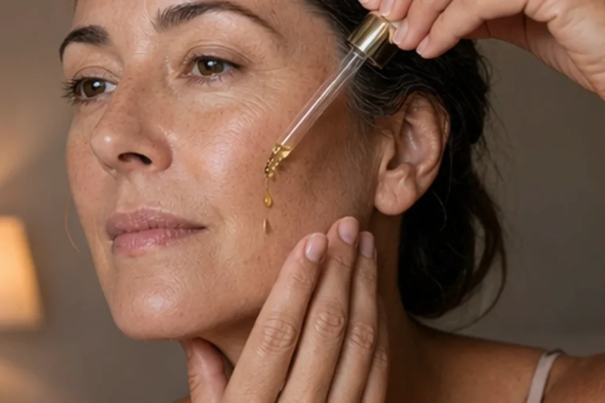 Authentischer Wohlfühlmoment passend zum Beauty-Thema Reinigungsöl für fettige Haut