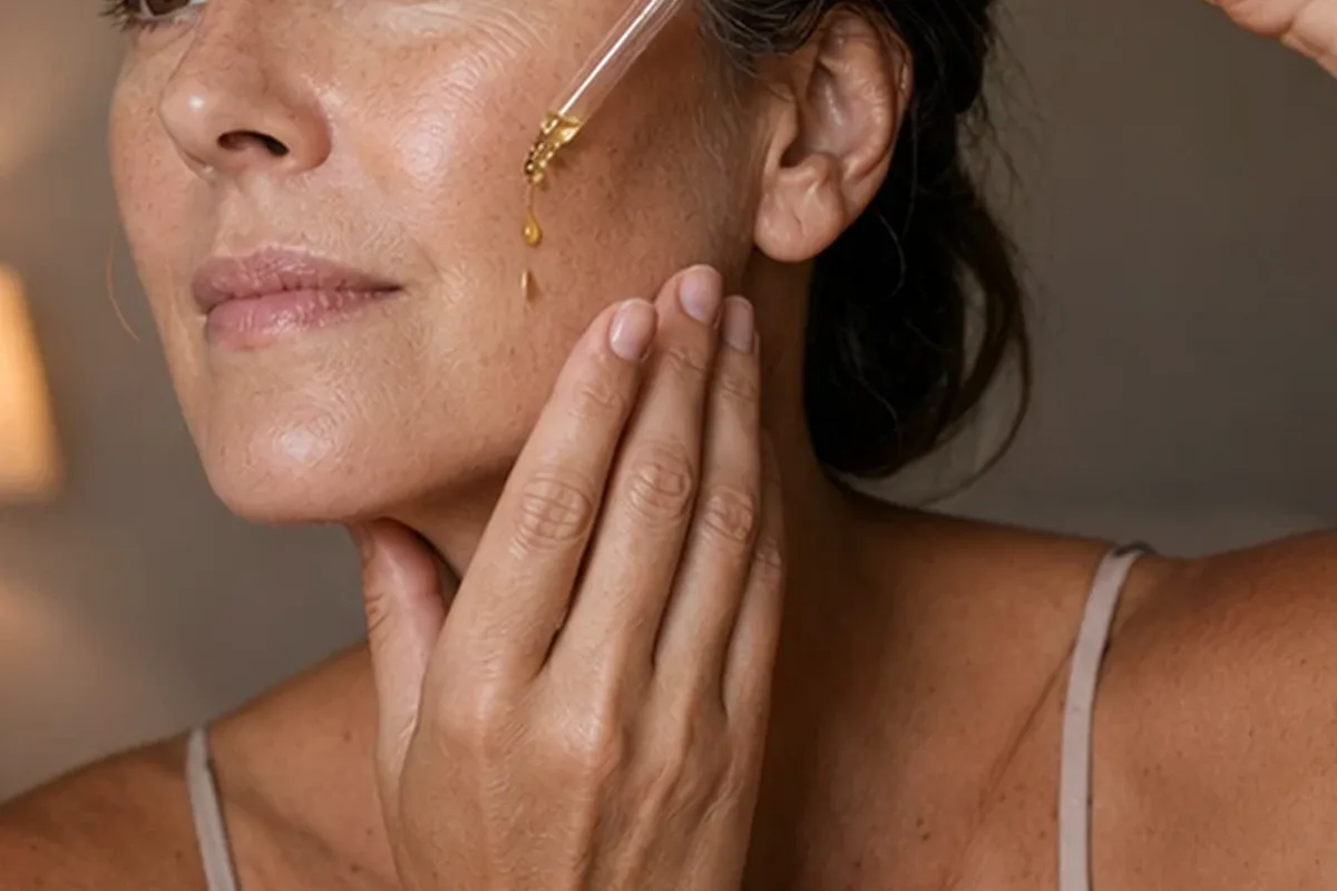 Authentischer Wohlfühlmoment passend zum Beauty-Thema Anti-Aging-Routine für Mischhaut