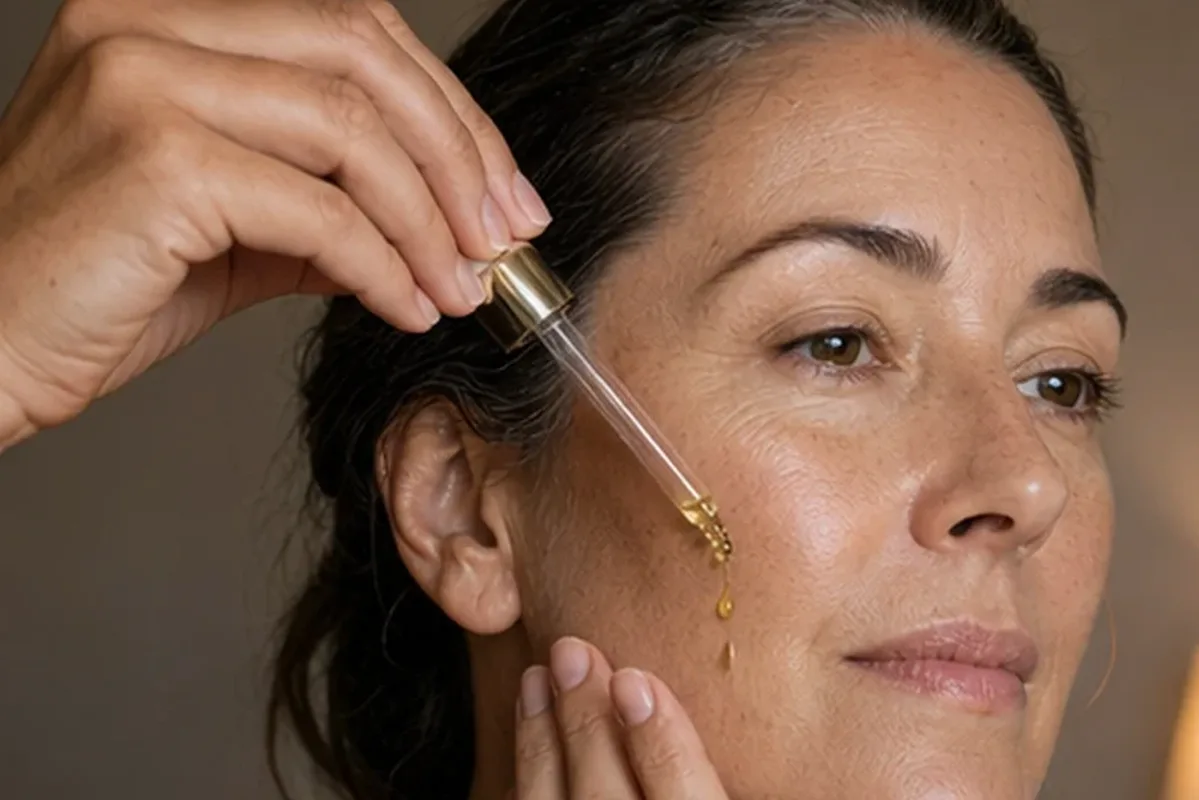 Authentischer Wohlfühlmoment passend zum Beauty-Thema Feuchtigkeitsserum für empfindliche Haut