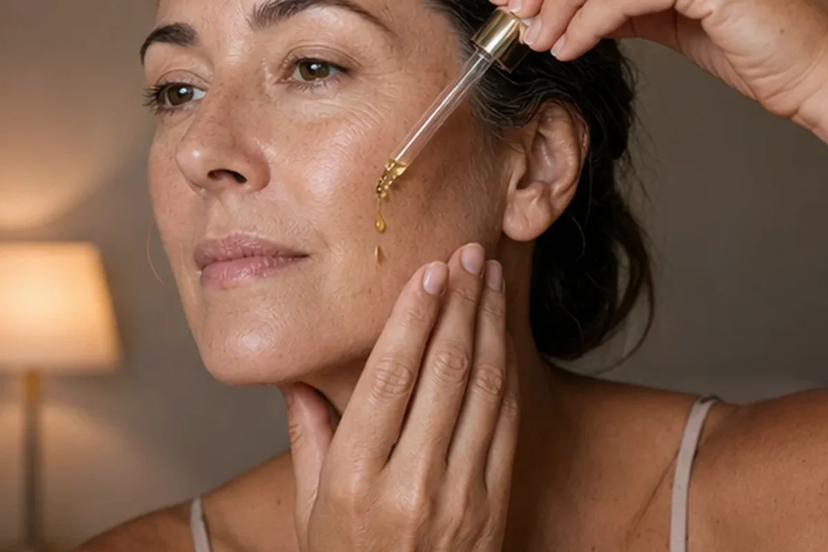 Redaktionelle Detailaufnahme zur Orientierung bei Niacinamid-Serum bei Pigmentflecken